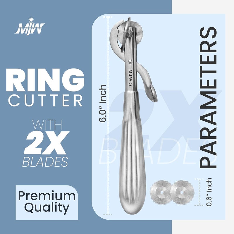 MJW Finger Ring Cutter with 2 Replacement Blades - Stainless Steel Emergency Jewelry Cutting Tool Ideal First Aid instrument, EMT Ring Remover Tool with Finger Protection - Image 2